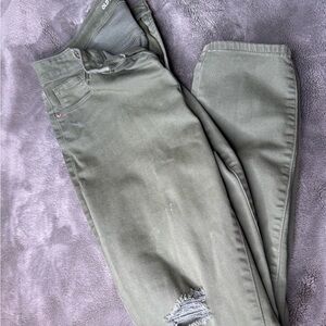 Army Green Mid Rise Jeans